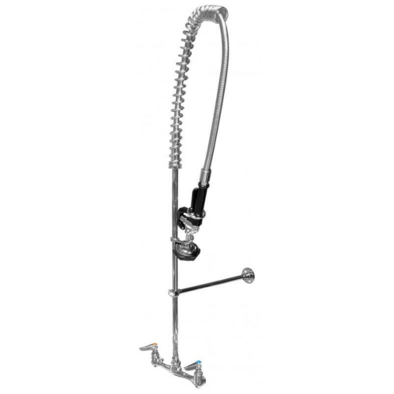 Omcan 22123 Mitigeur de prélavage mural en acier inoxydable avec flexible de 112 cm