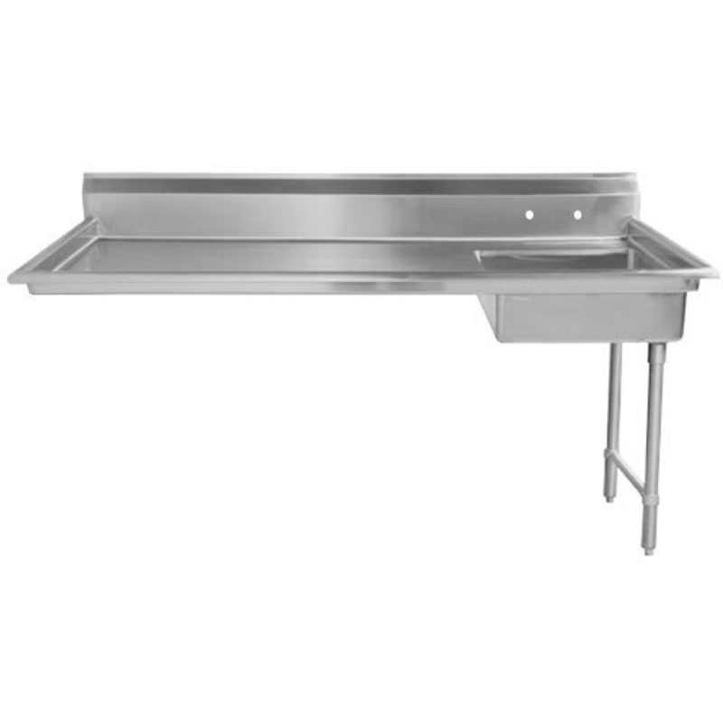 Table de plonge basse Omcan 40192 de 157,5 cm x 76,2 cm, sale, de droite à gauche, avec évier de pré-rinçage