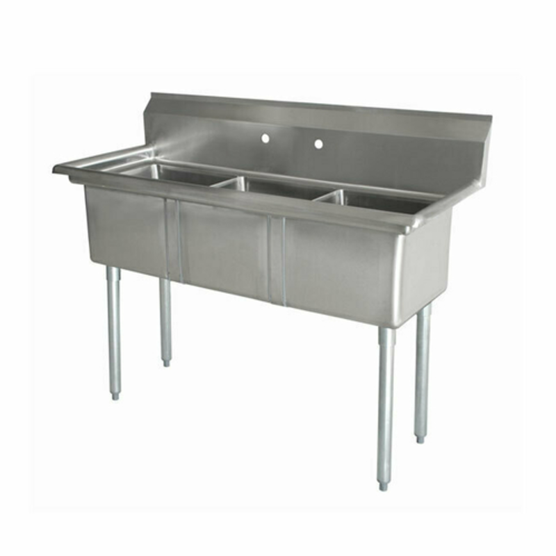 Évier commercial en acier inoxydable à 3 compartiments Omcan 43758 - 35" x 19.5"