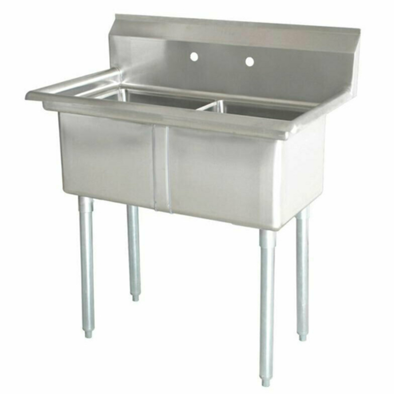 Évier à casseroles commercial Omcan 43780 de 41 pouces en acier inoxydable à deux compartiments