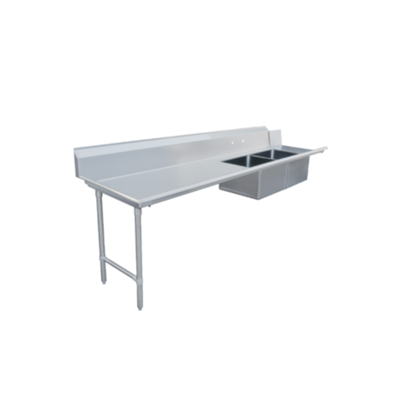 Omcan 48489 Table de plonge droite de 96 po, de gauche à droite, avec éviers de prérinçage doubles