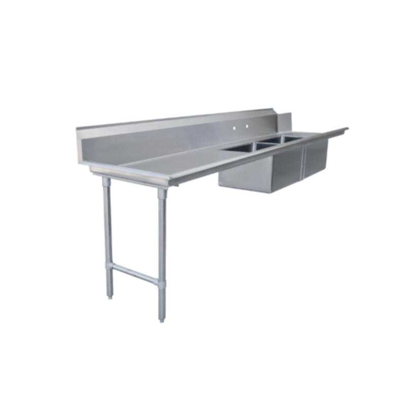 Omcan 48491 Table de plongée souillée en acier inoxydable de 108 pouces avec deux éviers de prérinçage (de gauche à droite)