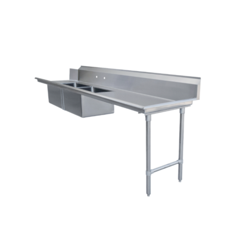 Omcan 48492 Table de plonge droite de 274 cm, de droite à gauche, avec deux éviers