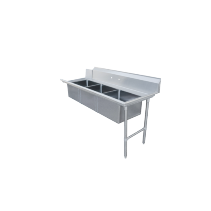 Omcan 48496 Plonge de 183 cm de large avec triple bac de pré-rinçage - De droite à gauche