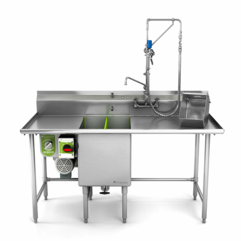 Évier de préparation de produits Power Soak PPA2B-66L-208-1 commercial à 2 bacs - 66" x 30"