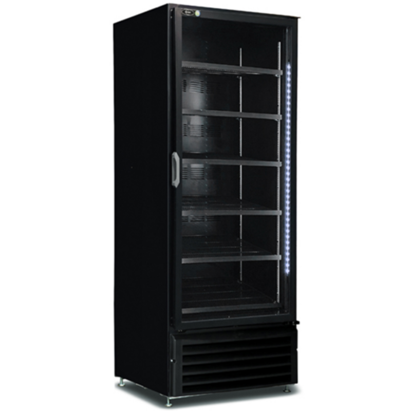 QBD CD26FD-HC 30.6-Inch Black Single Glass Door Display Refrigerator