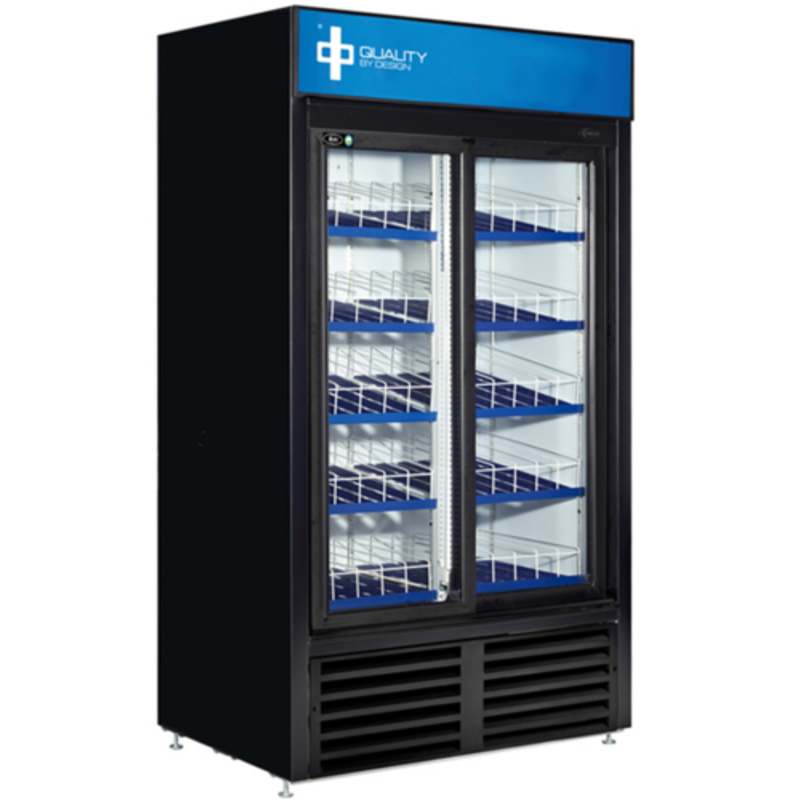 QBD CD40-HC 48-Inch Black Double Sliding Glass Door Display Refrigerator