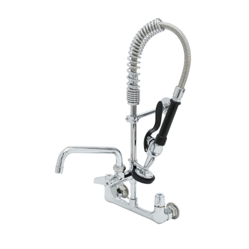 T&S Brass Equip 5MPH-8WLN-08 Compact Wall-Mount Pre-Rinse Assembly with 8-Inch Add-On Faucet