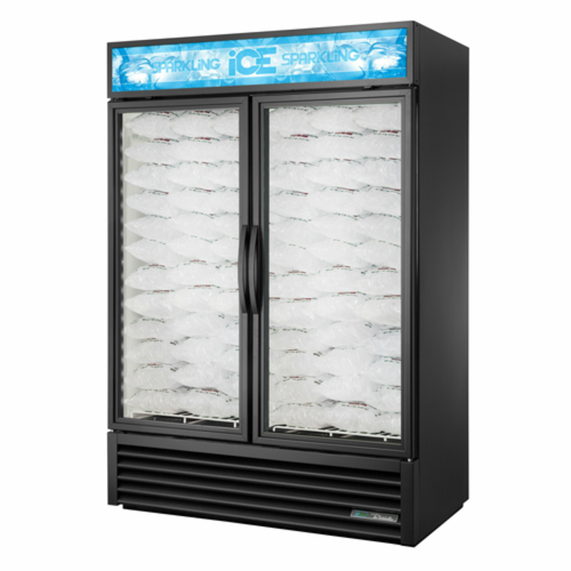 True GDIM-49NT-HC~TSL01 Two-Door Glass Ice Merchandiser - 117 Bag Capacity