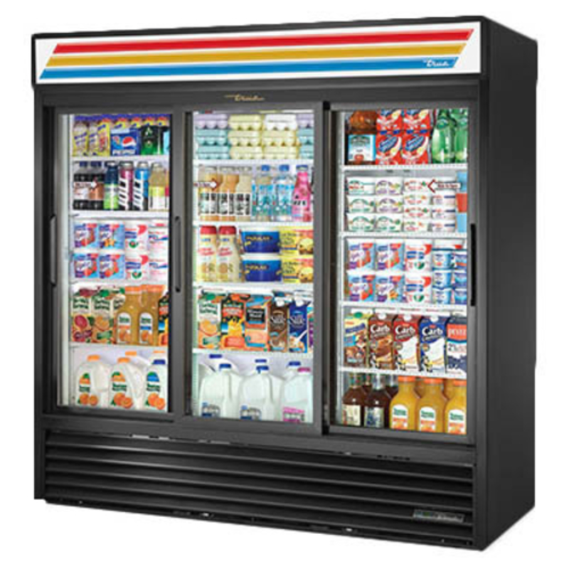 True GDM-69-HC-LD 78-Inch 3-Door Glass Sliding Merchandiser Refrigerator