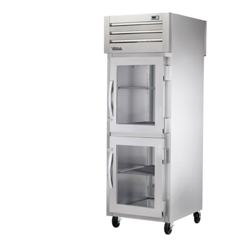 True 27.5" Spec Series Pass-Thru Refrigerator - Half Glass/Solid Door (STG1RPT-2HG-1S-HC)