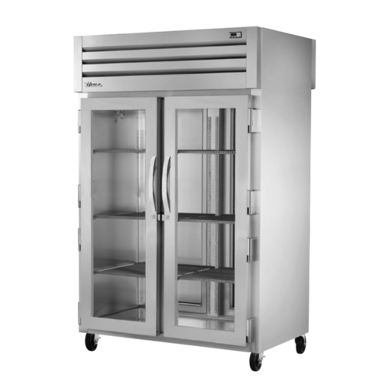 True STG2RPT-2G-2S-HC Two-Section Pass-Thru Refrigerator with Glass Front Doors