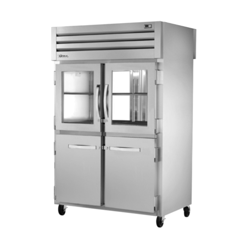 True SPEC SERIES 52.63-Inch Two-Section Pass-Thru Refrigerator STG2RPT-2HG/2HS-2G-HC