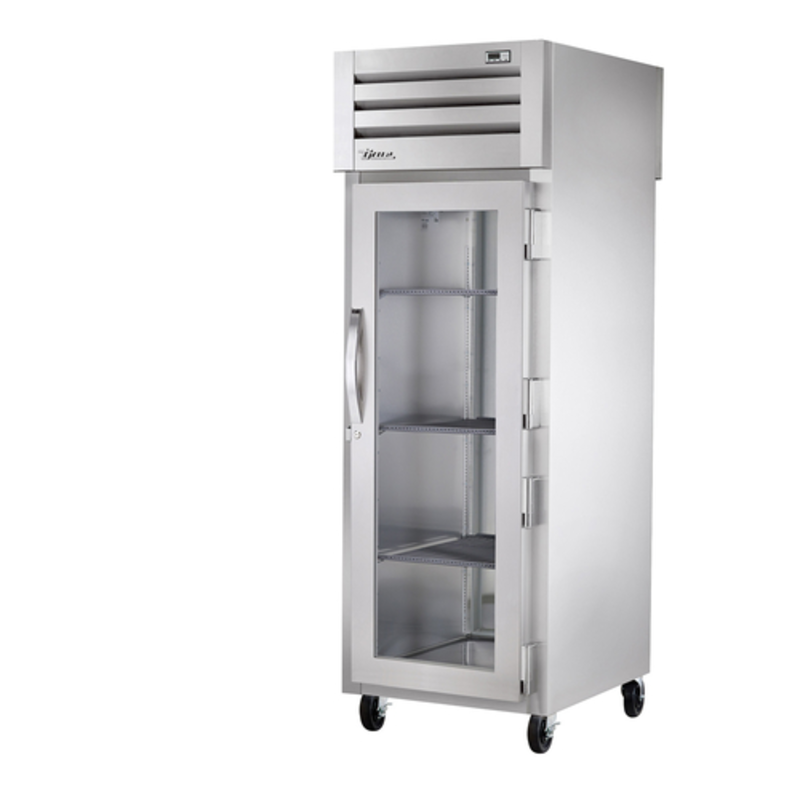 True Refrigeration STR1RPT-1G-1S-HC 1-Section Pass-Thru Refrigerator with Glass Front & Solid Rear Door