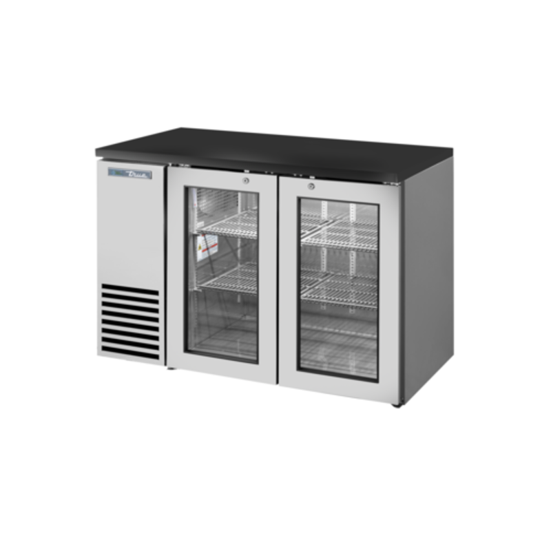 Réfrigérateur de bar arrière en acier inoxydable à deux portes vitrées True TBB24-48-2G-Z1-BST-S-1, 48 pouces