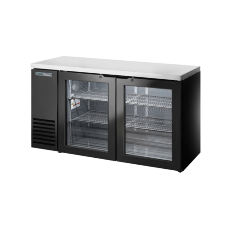 Réfrigérateur de bar arrière True Refrigeration TBB24-60-2G-Z1-SFT-B-1 de 152,7 cm à portes vitrées - Noir/Inox
