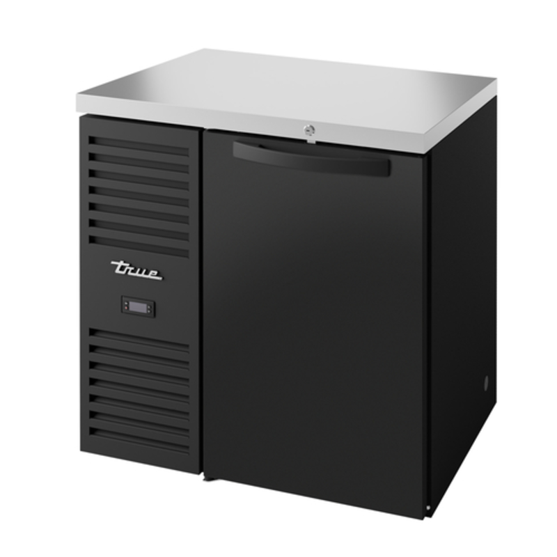 Réfrigérateur de bar arrière True TBR32-RISZ1-L-B-S-1 à porte pleine, 32 po, avec dessus en acier inoxydable