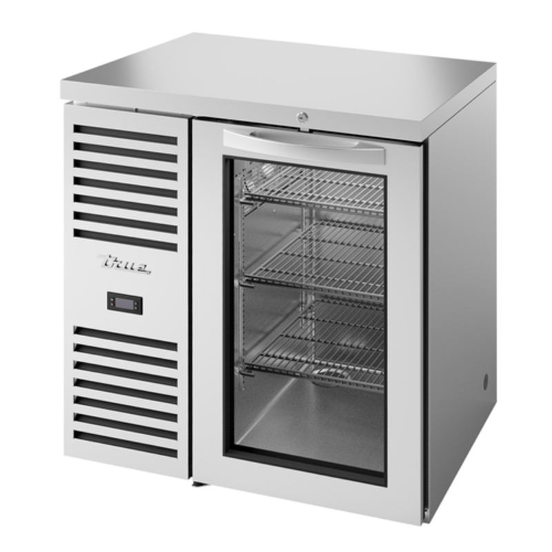 True Refrigeration TBR32-RISZ1-L-S-G-1 32" Stainless Steel Glass Door Back Bar Refrigerator