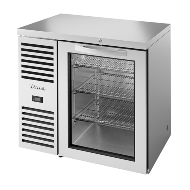True 36" Refrigerated Back Bar Cooler with Glass Door (TBR36-RISZ1-L-S-G-1)