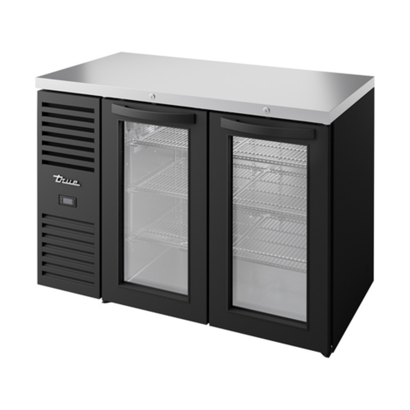 Réfrigérateur de bar arrière True TBR48-RISZ1-L-B-GG-1 à deux sections de 48 pouces avec portes vitrées