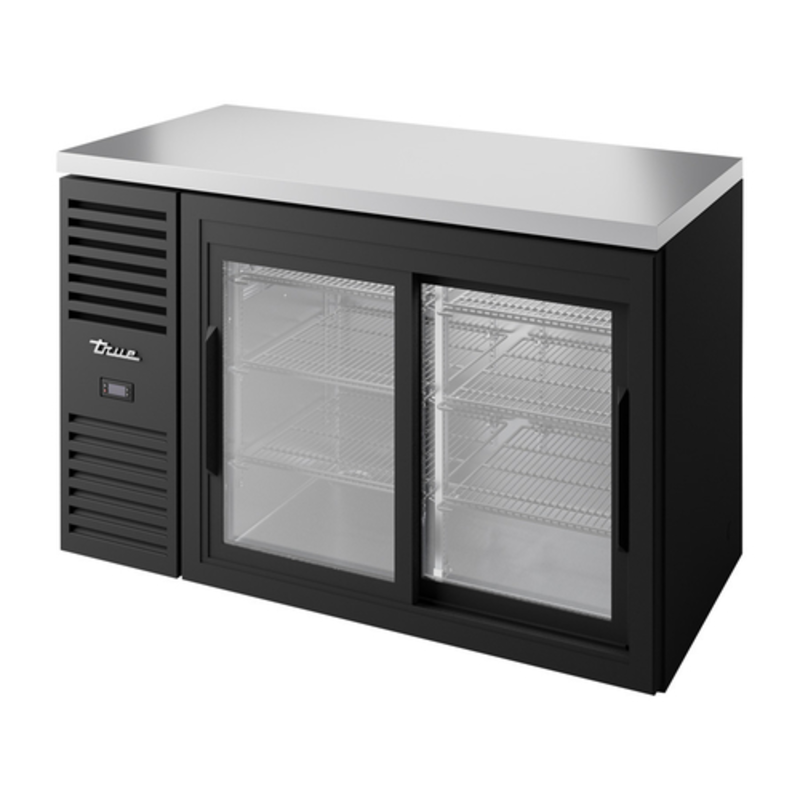 True TBR52-RISZ1-L-B-11-1 52-Inch Sliding Glass Door Back Bar Refrigerator with Black Exterior