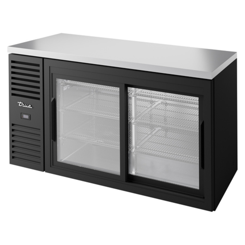 Réfrigérateur de bar arrière True TBR60-RISZ1-L-B-11-1 de 60" avec portes coulissantes en verre noires