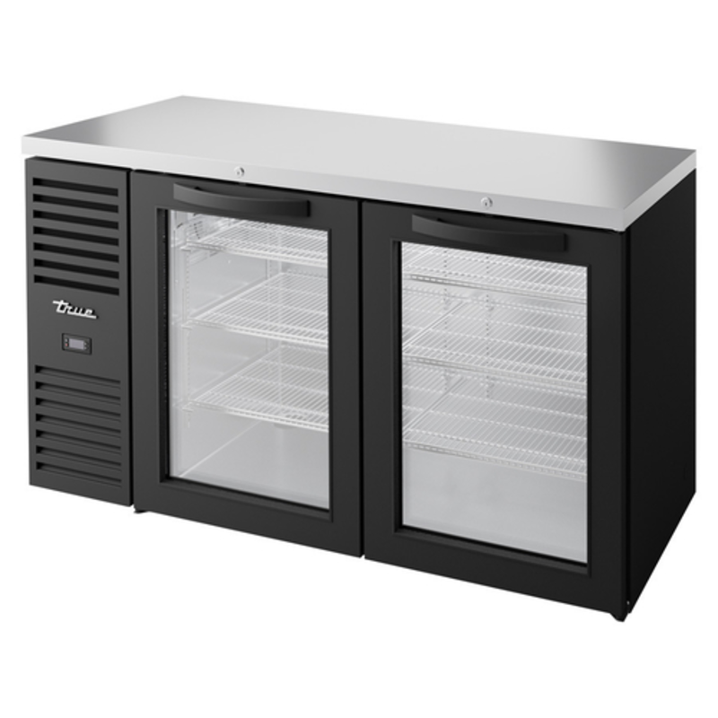 Réfrigérateur de bar arrière True TBR60-RISZ1-L-B-GG-1 à deux sections avec porte vitrée de 60 pouces, noir