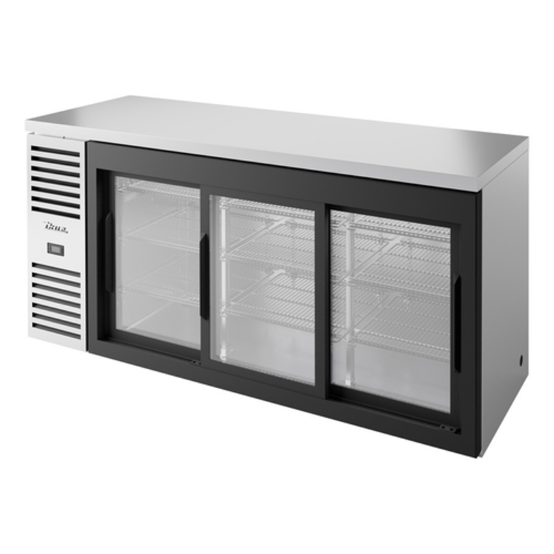 True Refrigeration TBR72-RISZ1-L-S-111-1 72-Inch Stainless Steel Sliding Glass Door Back Bar Refrigerator