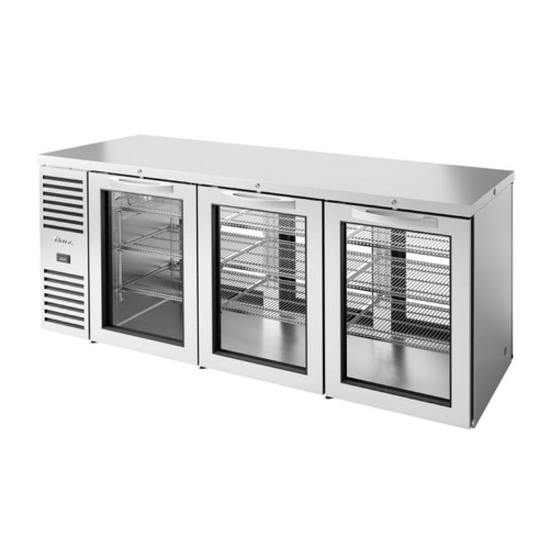 Réfrigérateur de bar arrière à portes vitrées passantes True TBR84-PTSZ1-L-S-GGG-GGG-1 de 84 pouces