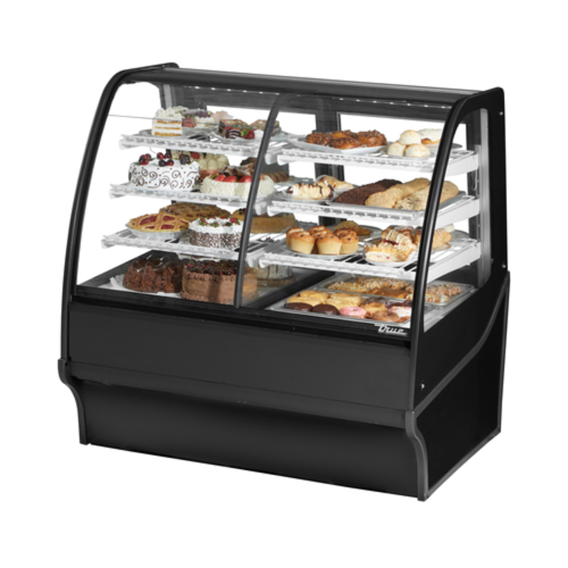 Vitrine de présentation True TDM-DZ-48-GE/GE-B-W double zone à vitre incurvée 48-1/4"