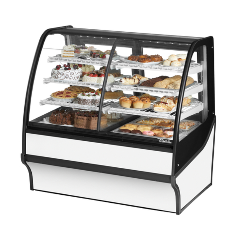 Vitrine réfrigérée double zone True TDM-DZ-48-GE/GE-W-W 48-1/4" avec verre courbé, blanche