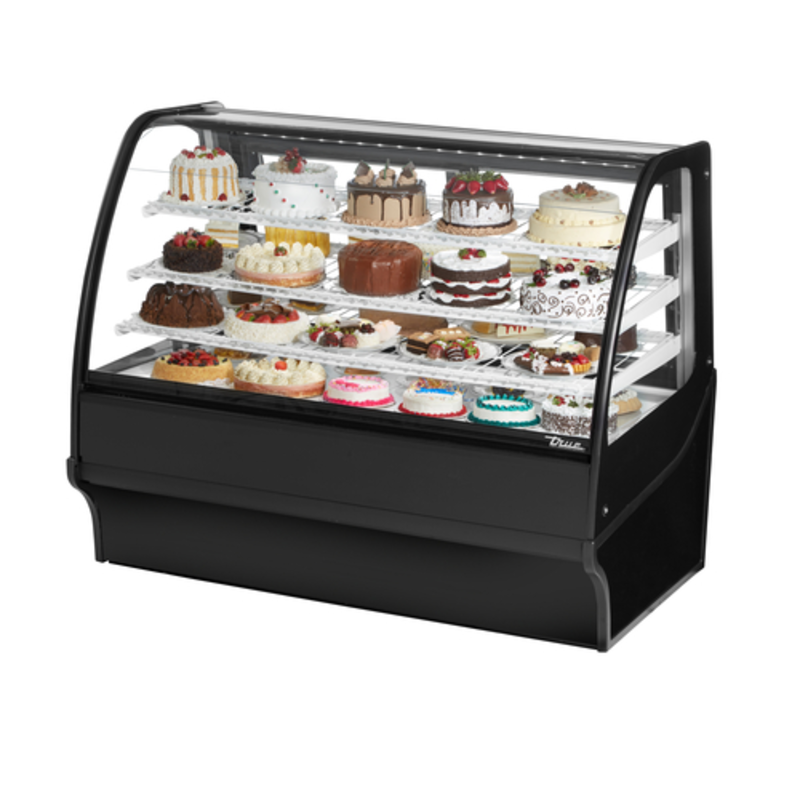 Présentoir réfrigéré de boulangerie True TDM-R-59-GE/GE-S-S en acier inoxydable de 59 pouces avec vitre courbée