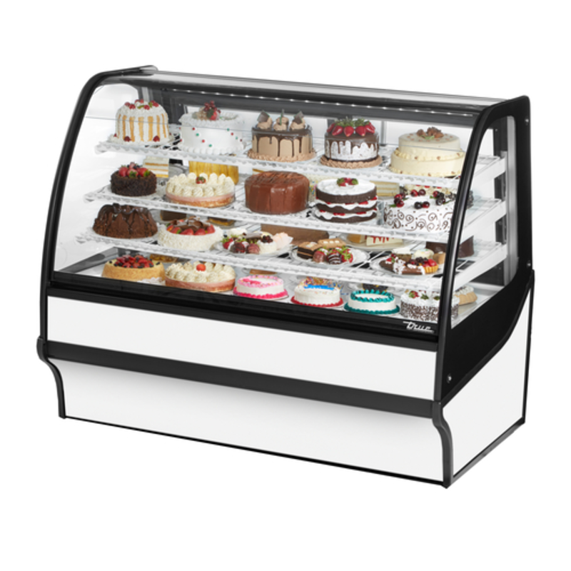 Vitrine réfrigérée de boulangerie True TDM-R-59-GE/GE-W-W de 59 pouces avec verre bombé blanc