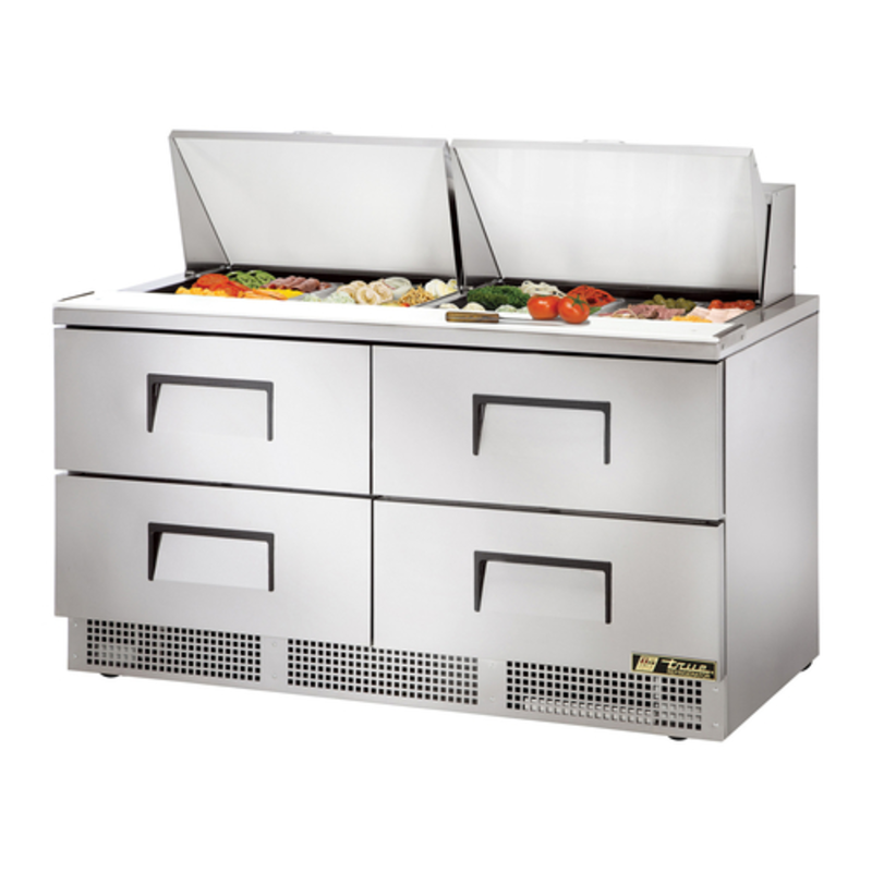 Table de préparation de sandwichs True TFP-64-24M-D-4-HC Mega Top de 64 pouces à quatre tiroirs