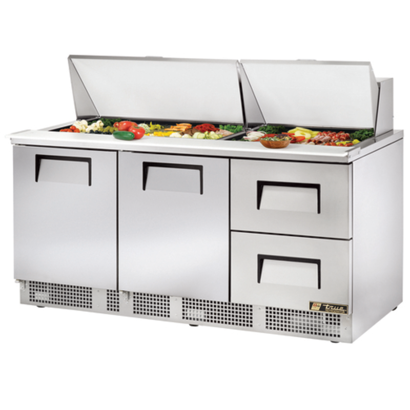 Table de préparation de sandwichs et salades mega top True Refrigeration TFP-72-30M-D-2 de 72 pouces