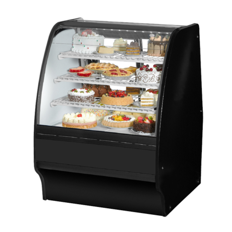 Présentoir réfrigéré pour boulangerie True TGM-R-36-SC/SC-B-W en verre courbé de 91 cm