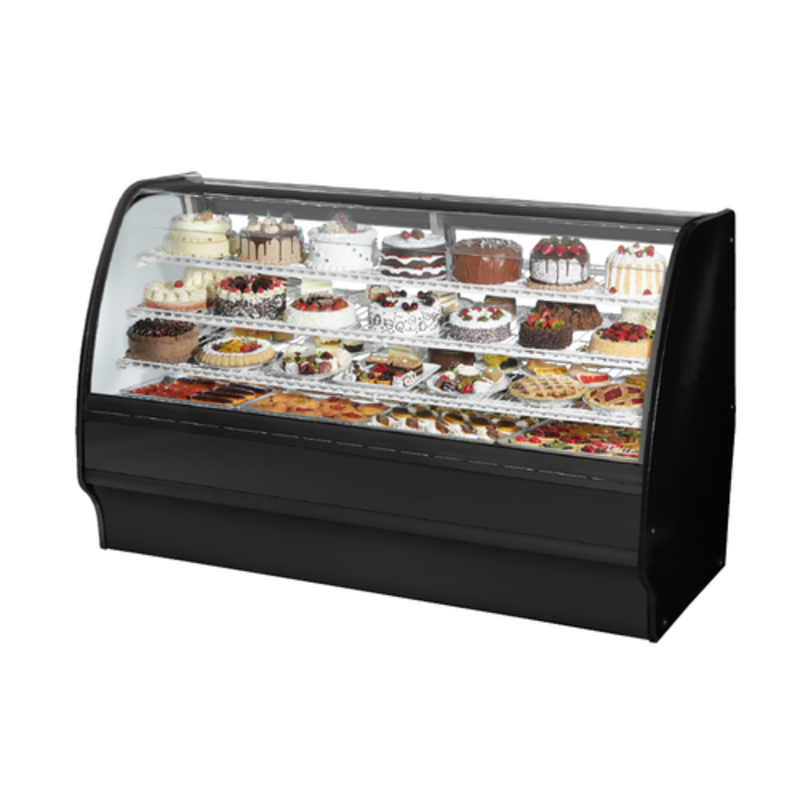 Vitrine de boulangerie réfrigérée en acier inoxydable de 77 pouces à vitre incurvée True TGM-R-77-SC/SC-S-S