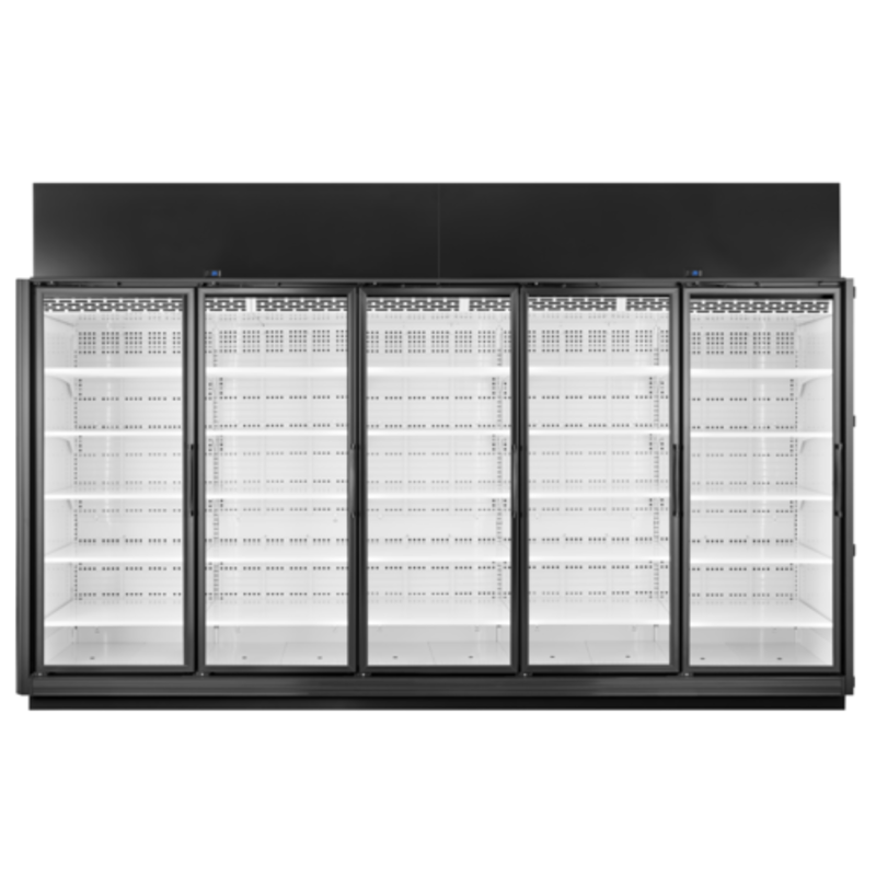 True TRM5M-NY-BLK-WHT-1BLKLLLLL-4 158.75-Inch 5-Door Commercial Refrigerated Merchandiser