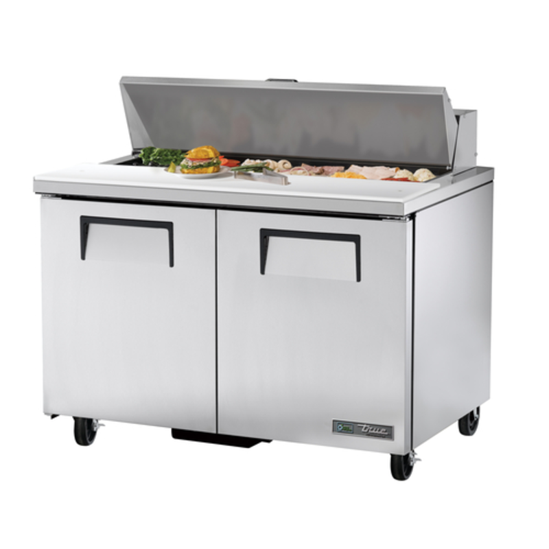 Table de préparation sandwichs et salades True Refrigeration TSSU-48-12-HC à deux portes et 48 pouces
