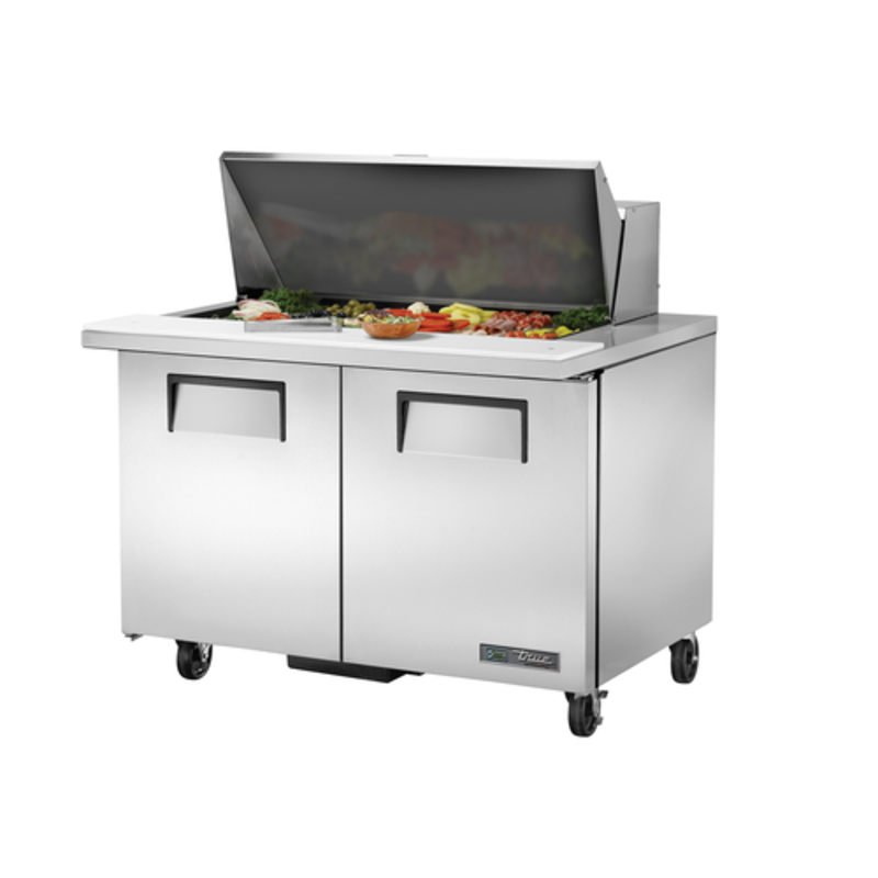 True TSSU-48-18M-B-HC Table de préparation de sandwichs et salades mega top à portes pleines 48 pouces