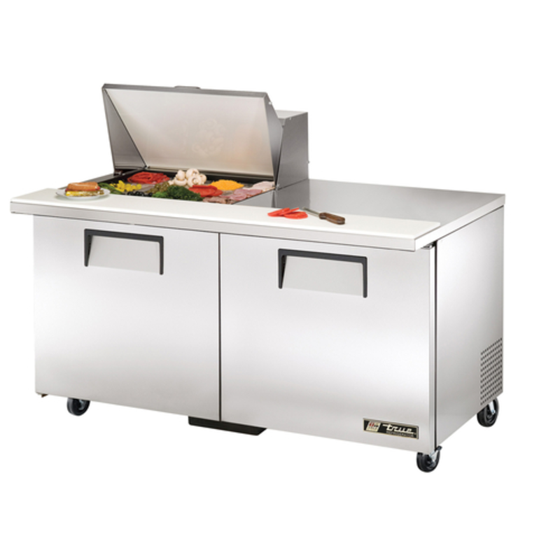 Table de préparation de sandwichs et salades True Refrigeration TSSU-60-12M-B-HC de 60 pouces avec dessus Mega Top