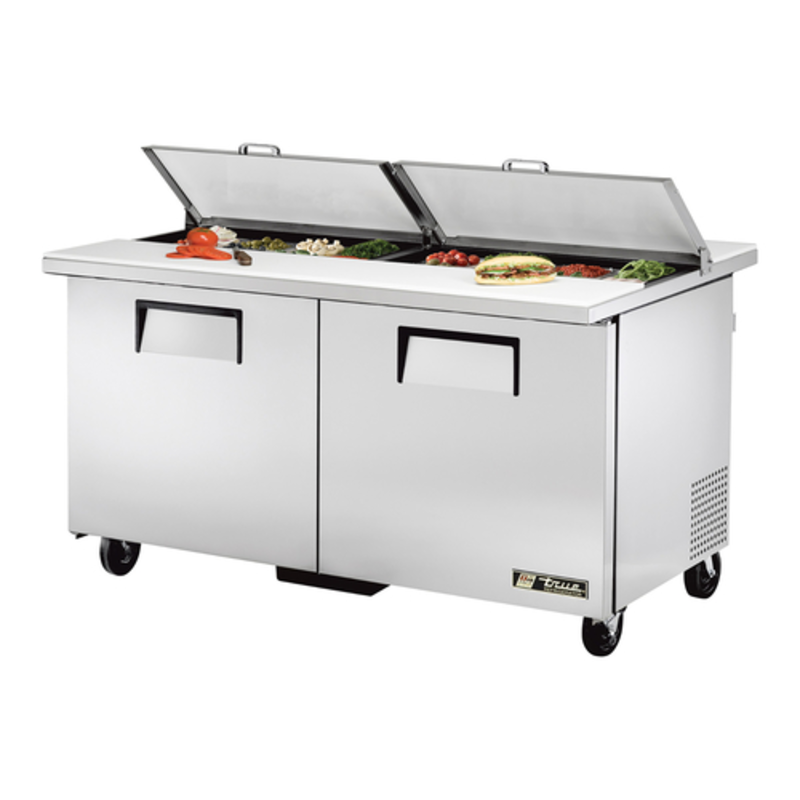 Poste de préparation de sandwichs et salades réfrigéré True TSSU-60-16-DS-ST-HC à double accès de 60 pouces