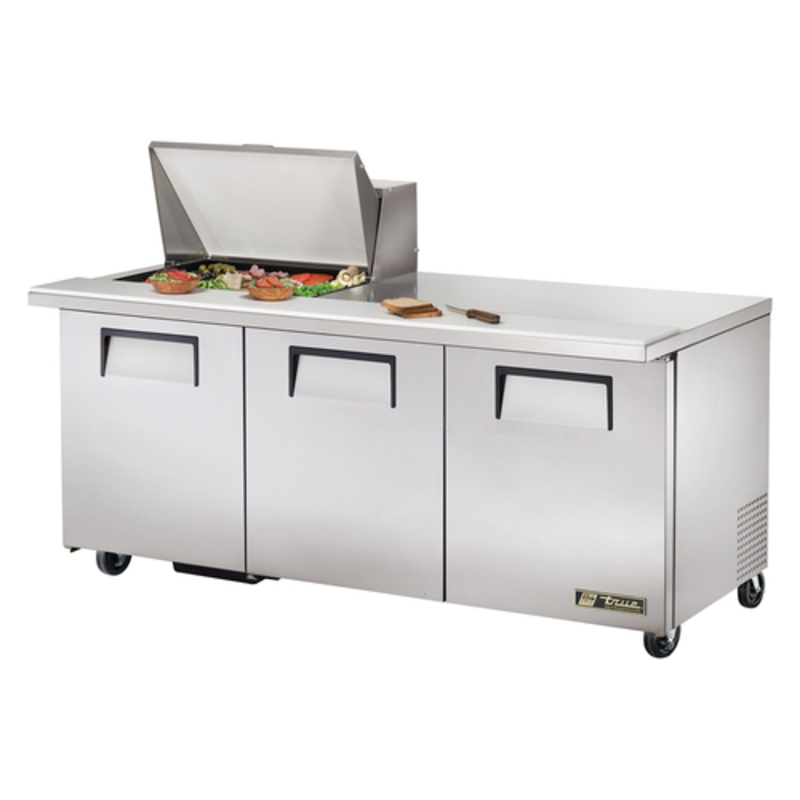 Table de préparation à salade/sandwich True TSSU-72-12M-B-HC, 72 pouces, avec plateau méga