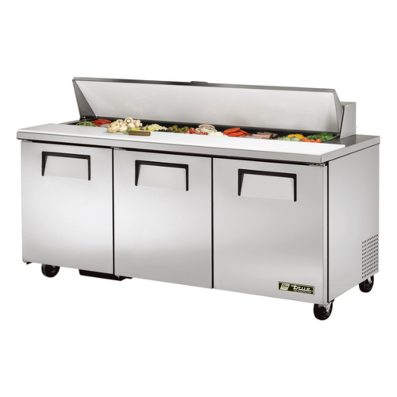 Table de préparation réfrigérée True TSSU-72-18-HC 72 po à 3 portes pour sandwichs et salades
