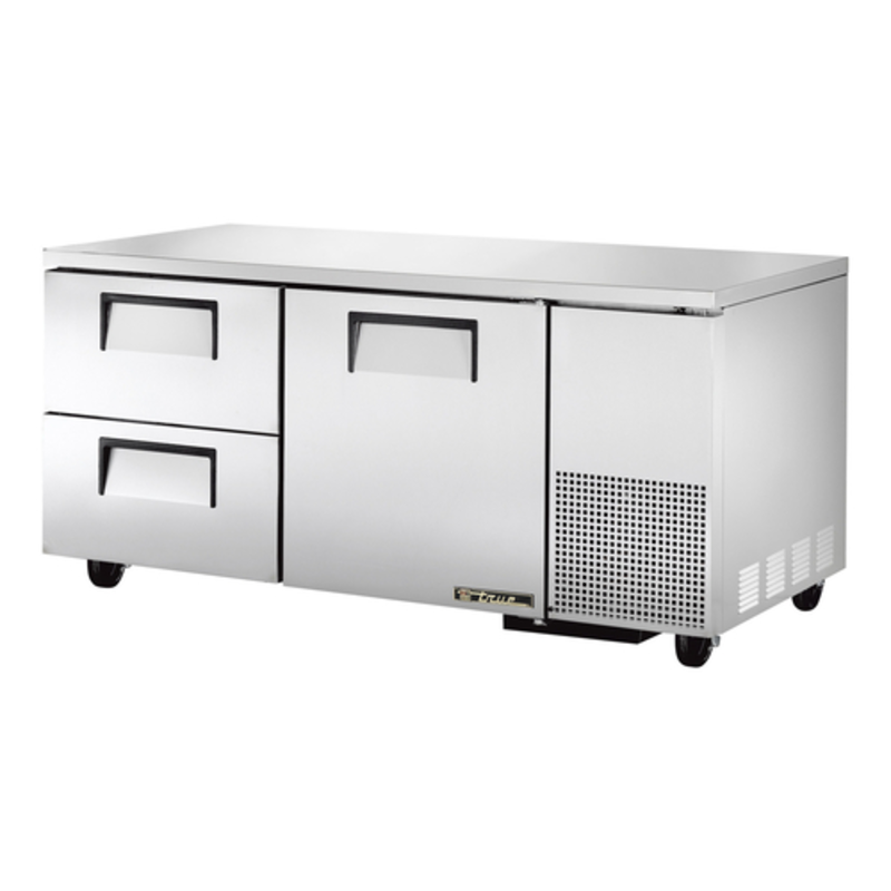 Réfrigérateur de comptoir profond True TUC-67D-2-HC de 67,25 pouces avec porte et tiroirs
