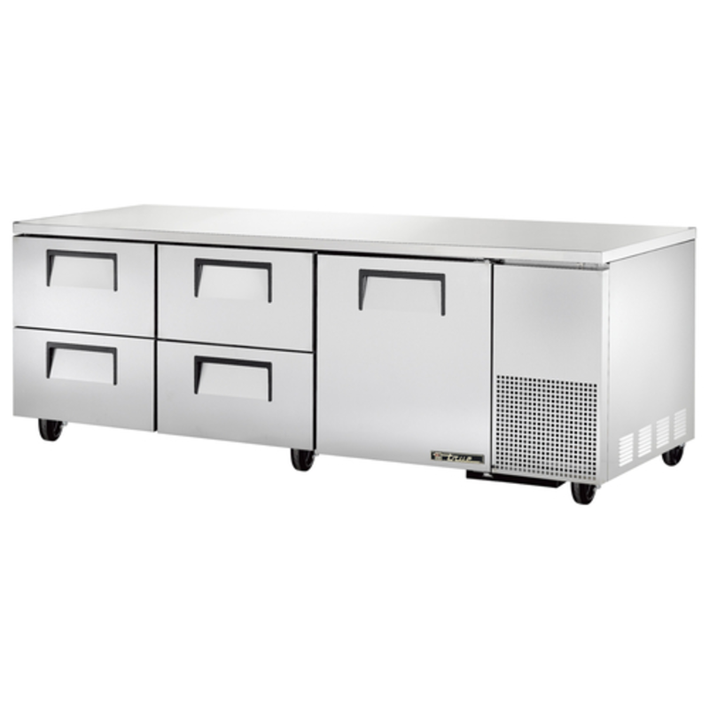 Réfrigérateur sous-comptoir True TUC-93D-4-HC de 236 cm de profondeur avec 1 porte et 4 tiroirs