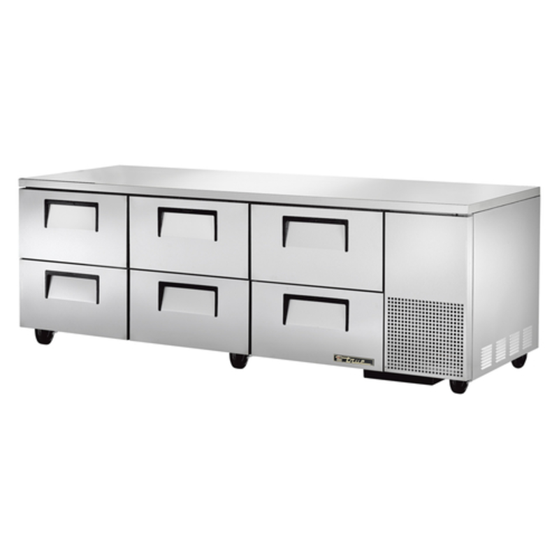 Réfrigérateur bas de comptoir True TUC-93D-6-HC de 236,8 cm de large, à six tiroirs profonds