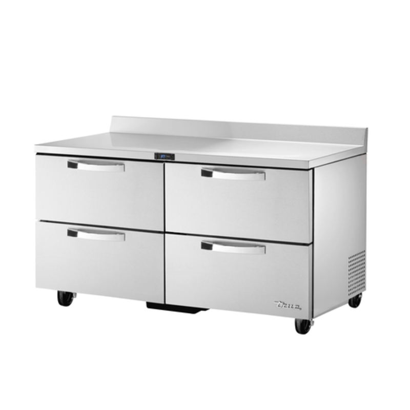 Réfrigérateur de travail True Refrigeration TWT-60D-4-HC~SPEC3 de 60 po à 4 tiroirs avec dosseret