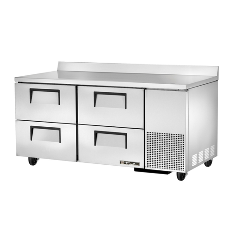Réfrigérateur de comptoir de travail True Refrigeration TWT-67D-4-HC de 170 cm de profondeur avec 4 tiroirs