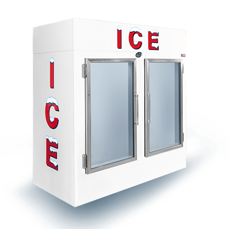 Leer L060UAGP 60 Cu. Ft. 73" Indoor Packaged Ice Merchandiser with Dual Glass Doors